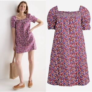 J.Crew Afternoon Linen Dress in Berry Floral